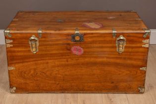 A camphorwood trunk with later brass mounts