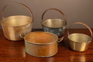 Three brass pots