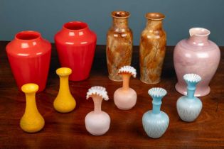 A collection of five pairs of vases together with another