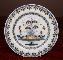 An 18th Century delftware plate,