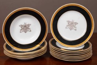 A Spode part dinner service with the Hoare coat of arms