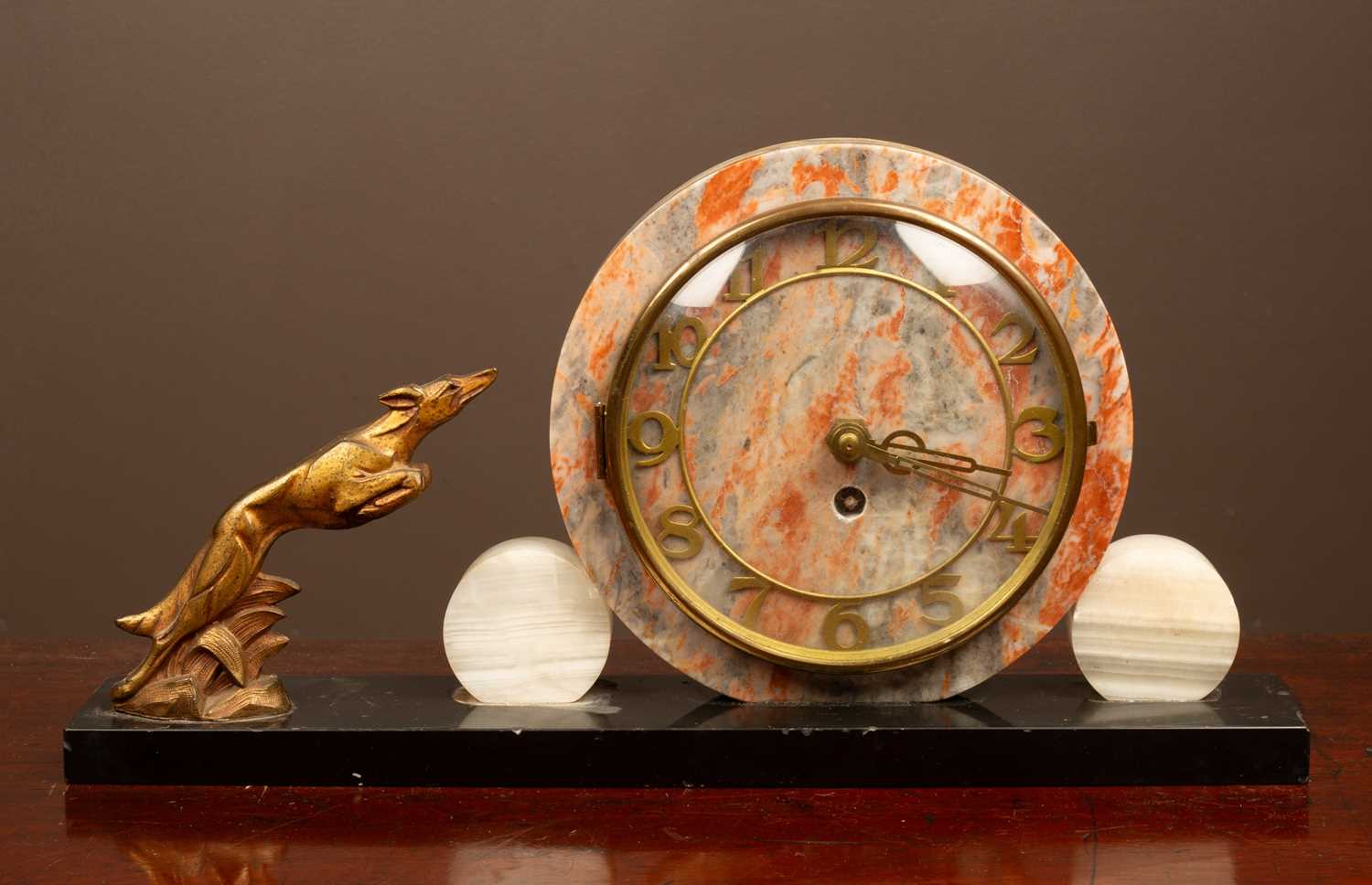 A marble Art Deco mantel clock