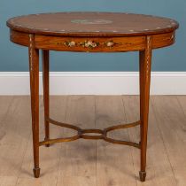 An Edwardian satinwood oval occasional table