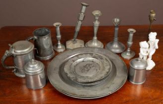 A collection of 18th century and later pewter