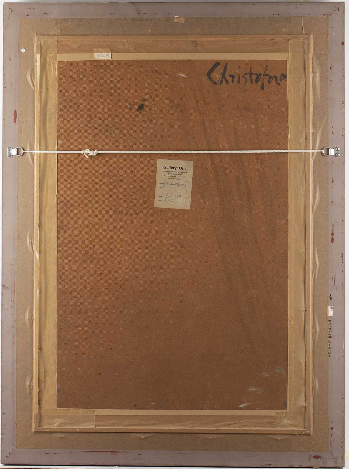 John Christoforou (1921-2014) Blue, circa 1959 signed (to reverse) oil on board 80 x 55cm. - Image 3 of 3
