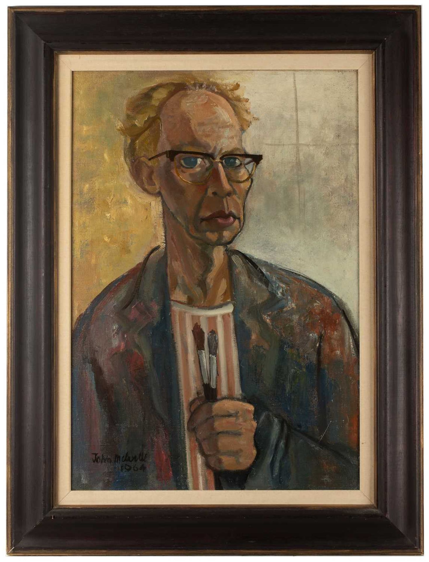 John Melville (1902-1986) Self Portrait, 1964 signed and dated (lower right) oil on canvas 54x 80cm. - Image 2 of 8