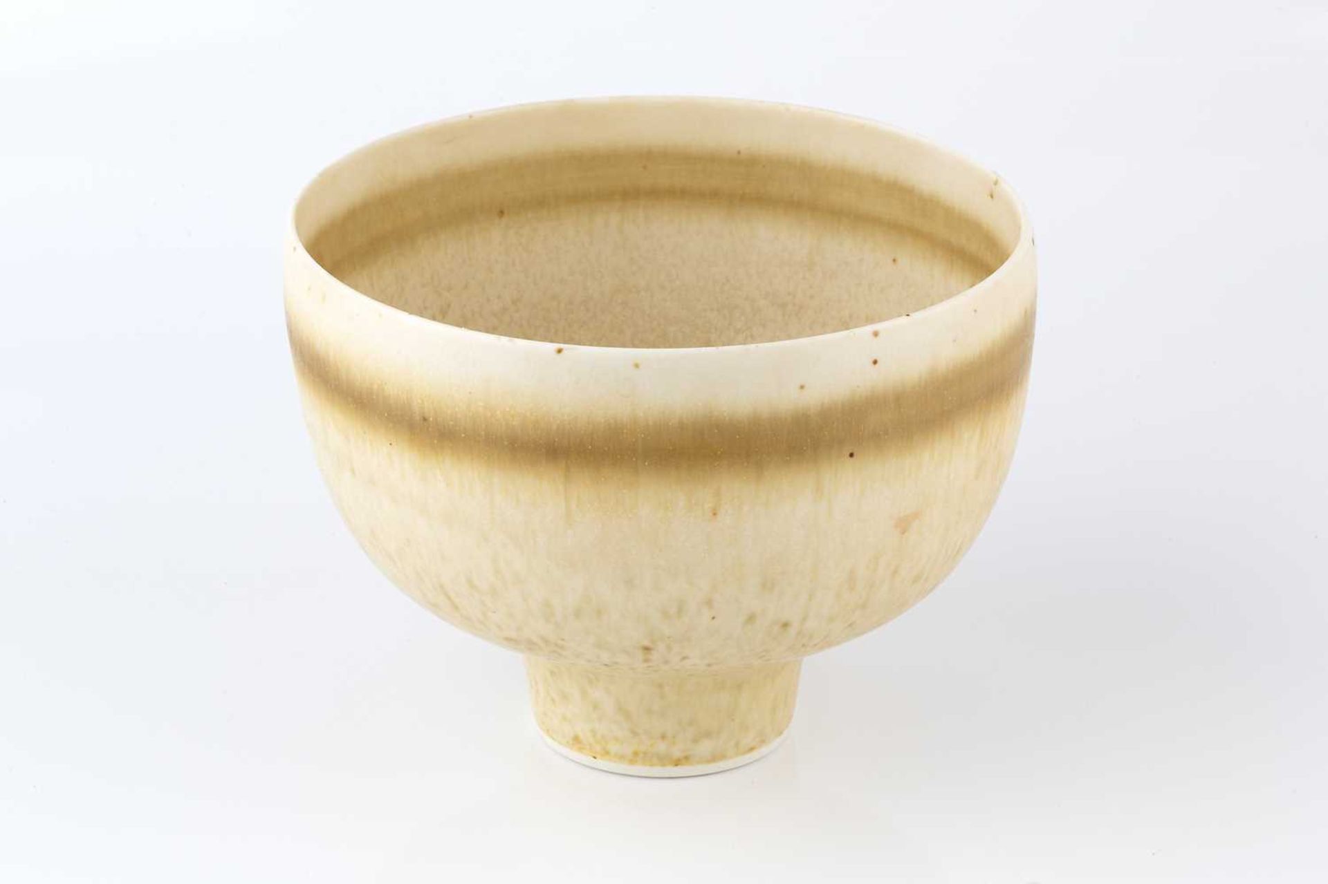 Hazel Johnston (1933-2011) Footed bowl with bands of light glaze impressed potter's seal 13cm - Image 2 of 9