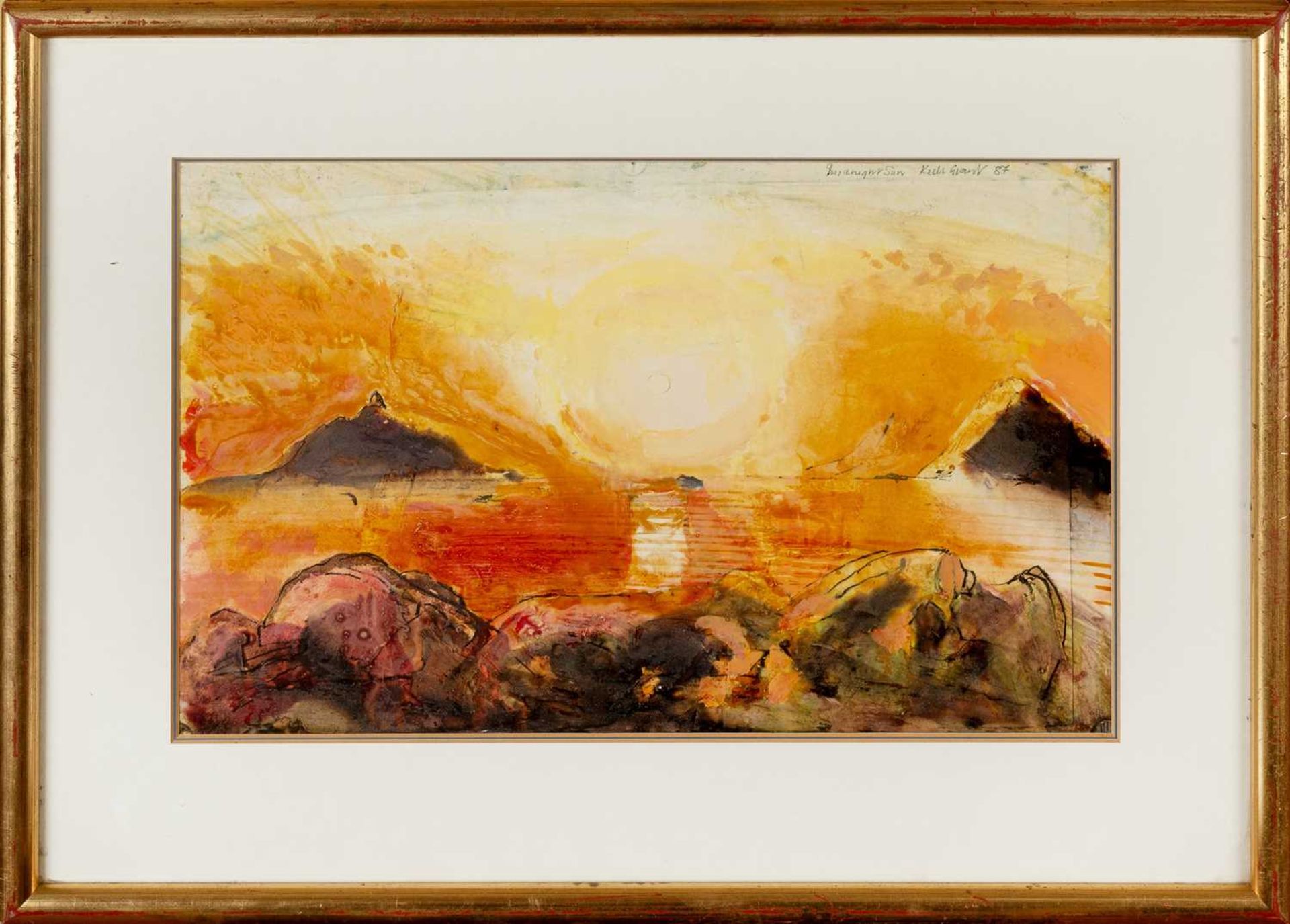 Keith Grant (b.1930) Midnight Sun, 1987 signed, titled, and dated (upper right) acrylic 26 x 39cm. - Bild 2 aus 3