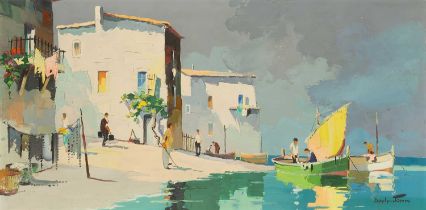 Charles Robert Doyly-John (1906-1993) Mediterranean Fishing Village signed (lower right) oil on