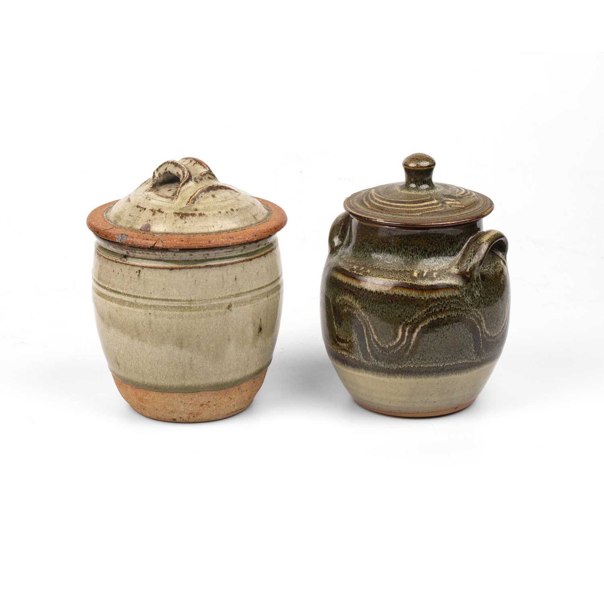 Richard Batterham (1936-2021) Beer jar green ash glaze 17cm; and a jar and cover by Ray Finch (2). - Image 5 of 5