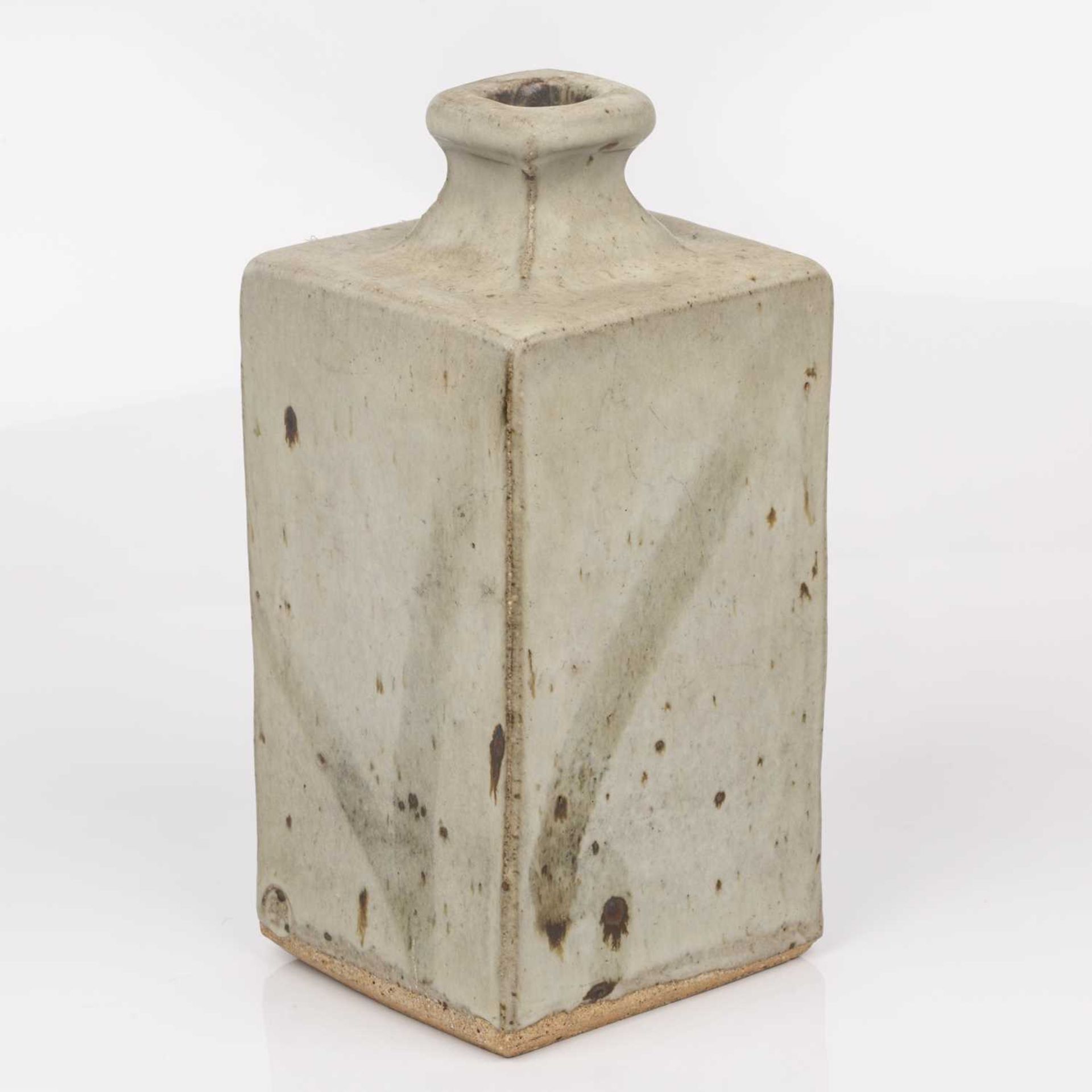 Phil Rogers (1951-2020) Bottle vase stoneware, square form with oatmeal glaze impressed potter's - Image 5 of 11