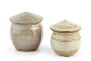 Richard Batterham (1936-2021) Two small lidded vessels one with a salt glaze, the other with a light