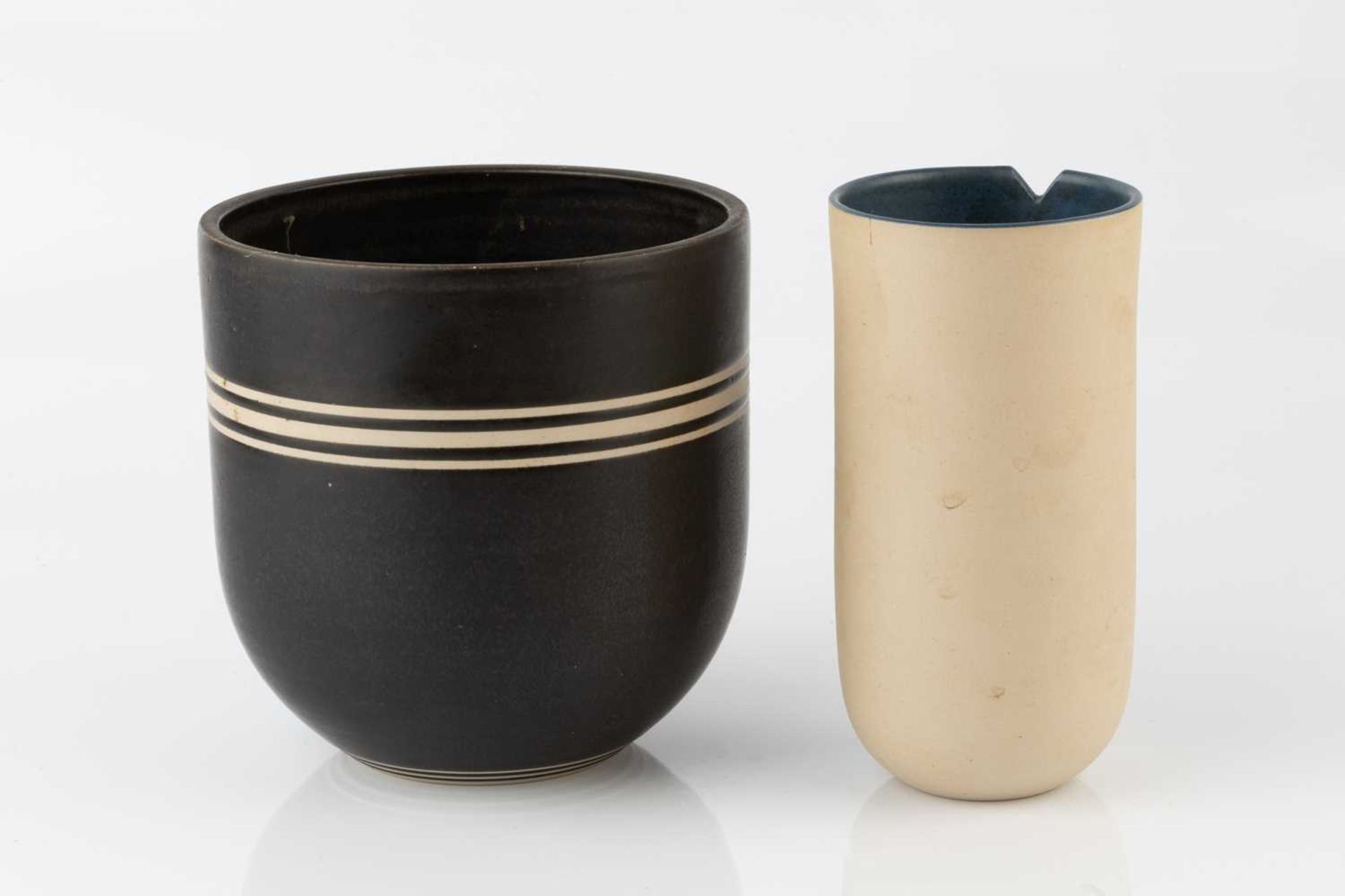 Studio Ceramics to include two Louise Darby vessels, 15cm and 14cm high; a multi-colored hand - Image 2 of 10