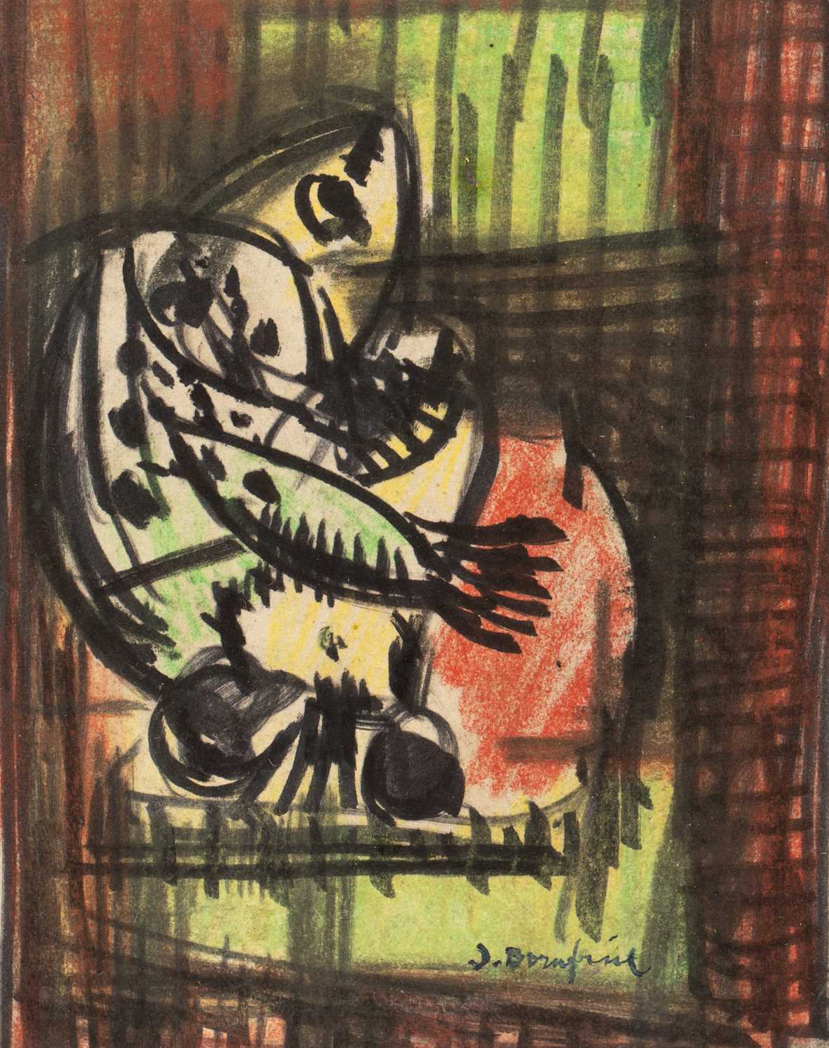 Jacob Bornfriend (1904-1976) Abstract Still Life with Fish signed (lower right) watercolour and
