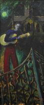 Johannes Meintjes (1923-1980) The Guitar Player, 1947 signed and dated (lower right) oil on board 45