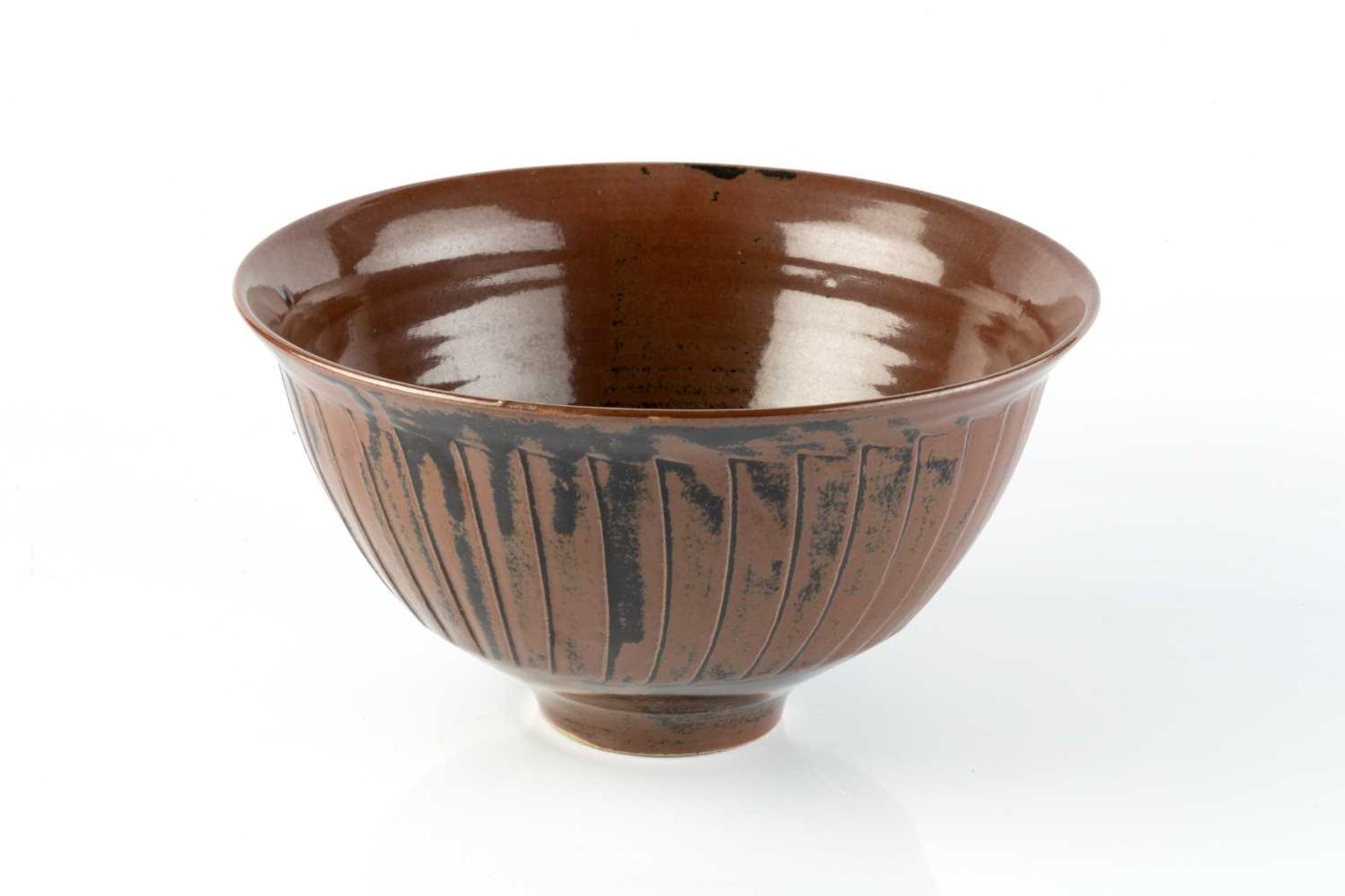 David Leach (1911-2005) Bowl cut-sides and tenmoku glaze impressed potter's seal 14cm high, 25cm - Image 2 of 4