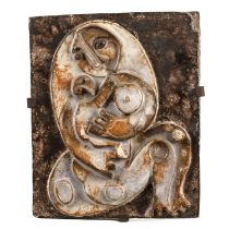 Spanish School Relief plaque depicting a mother and child signed and inscribed (to reverse) 40 x