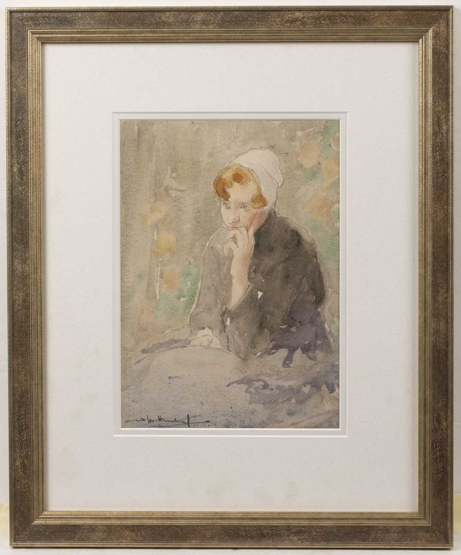 William Lee Hankey (1869-1952) Flemish Maid signed (lower left) watercolour 27 x 20cm. - Image 2 of 3