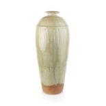 Richard Batterham (1936-2021) A large floor vase stoneware, with ash glaze and cut decoration 61cm