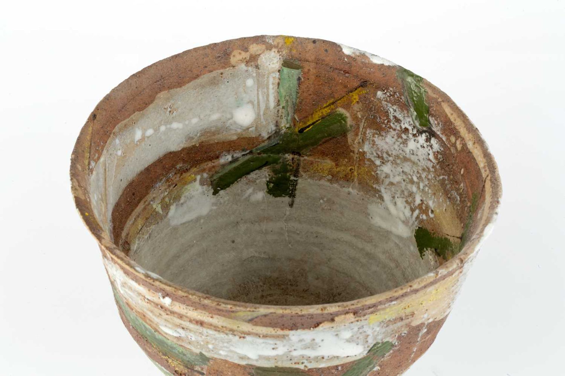 Robin Welch (1936-2019) Footed bowl stoneware, with white slip and green crosses impressed potter' - Image 2 of 4