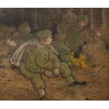 Mervyn Peake (1911-1968) Soldiers Sheltering in a Barn, 1940 signed and dated (lower right)