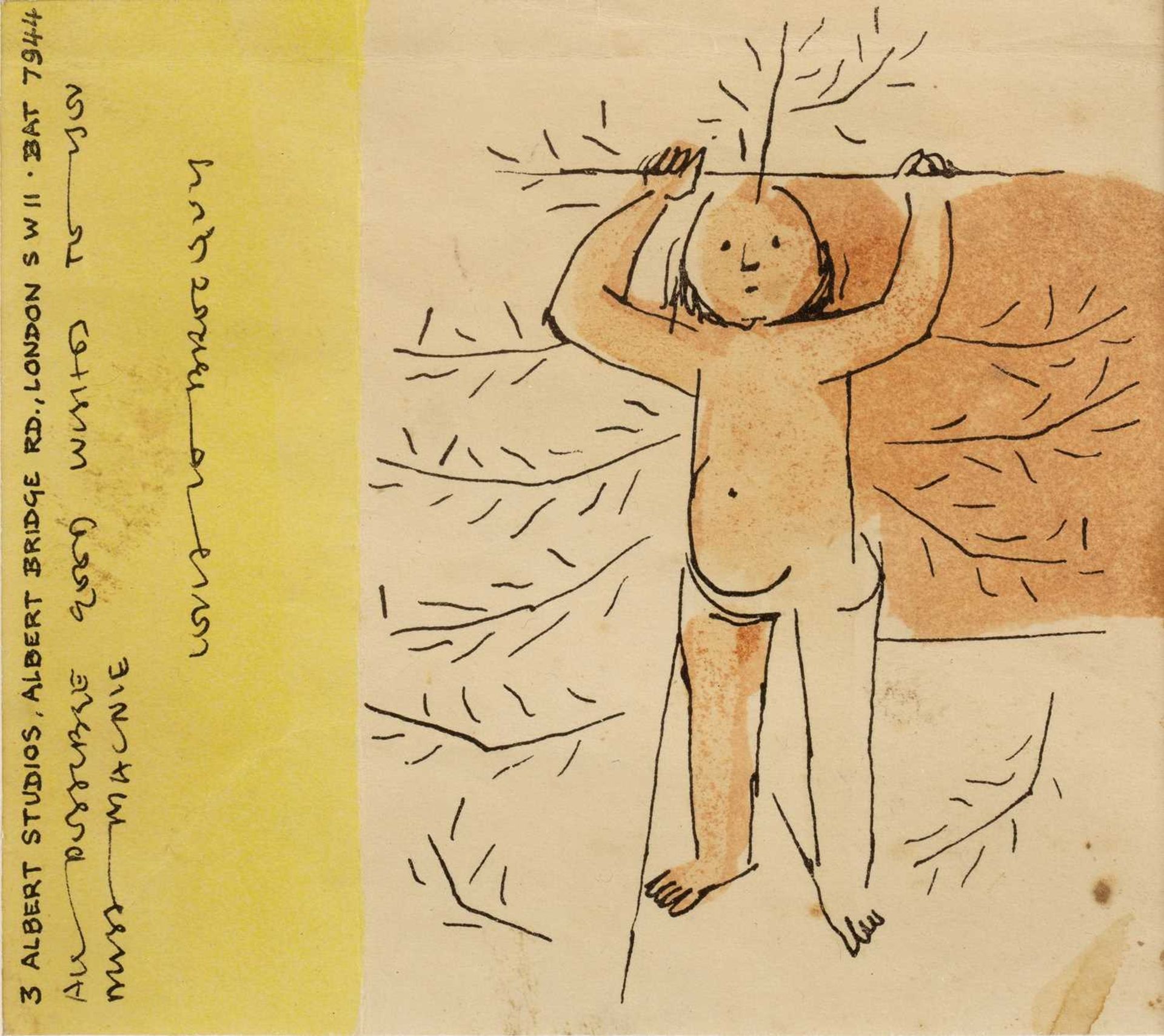 Louis le Brocquy (1916-2012) Study of a Child inscribed and signed watercolour and ink 10 x 11cm.