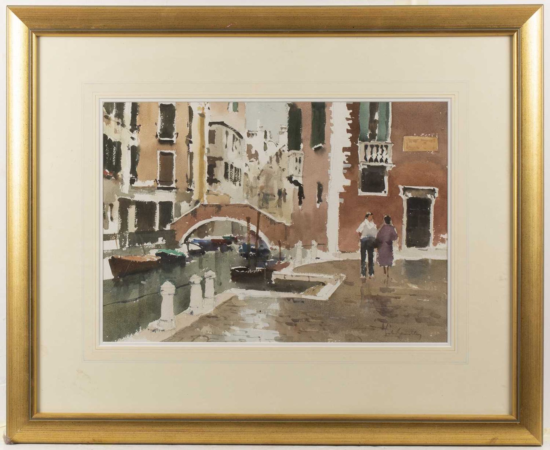 John Yardley (b.1933) Venice Canal signed in pencil (lower right) watercolour 34 x 49cm. - Image 2 of 3