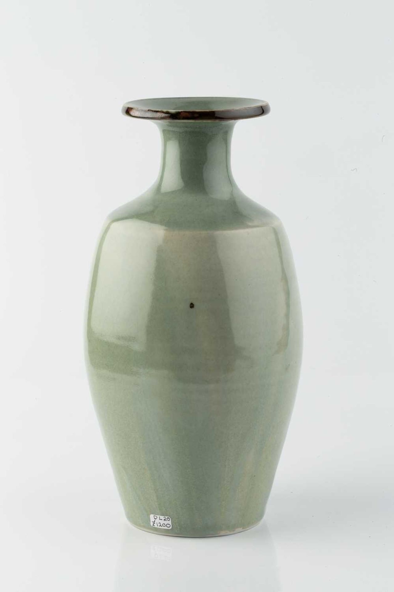 David Leach (1911-2005) Bottle vase with a willow tree in tenmoku and iron glaze, on a celadon glaze - Image 2 of 4