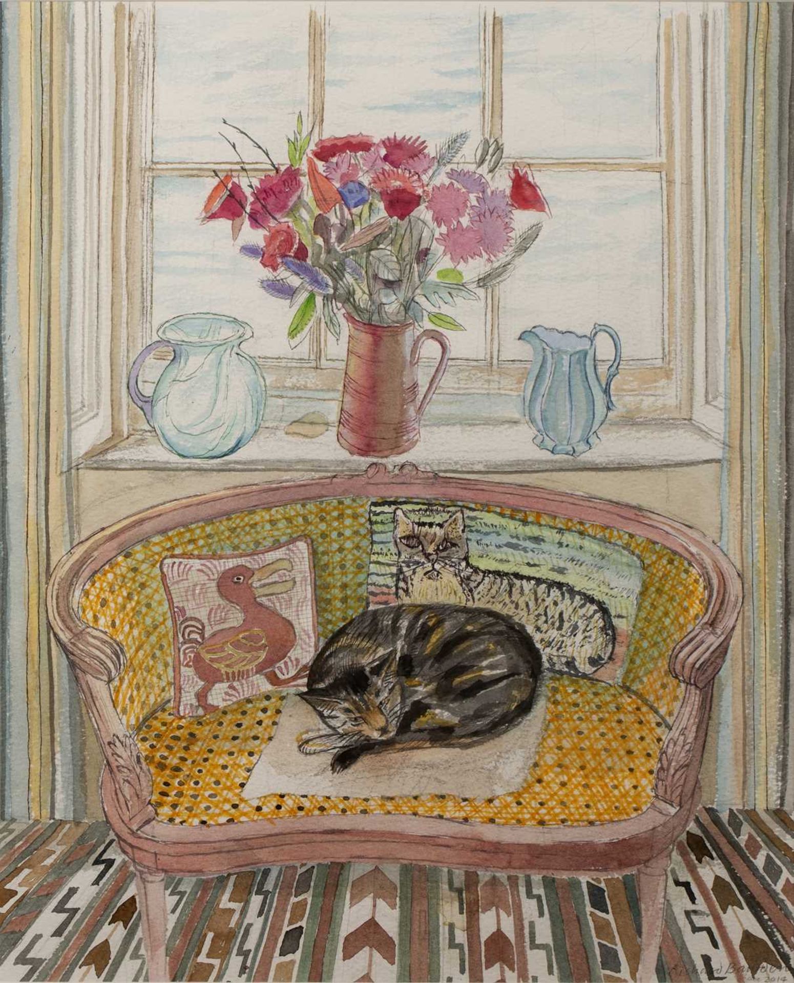 Richard Bawden (b.1936) Cane's Sofa, 2014 signed and dated in pencil (lower right) watercolour 46