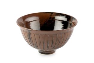 David Leach (1911-2005) Bowl cut-sides and tenmoku glaze impressed potter's seal 14cm high, 25cm