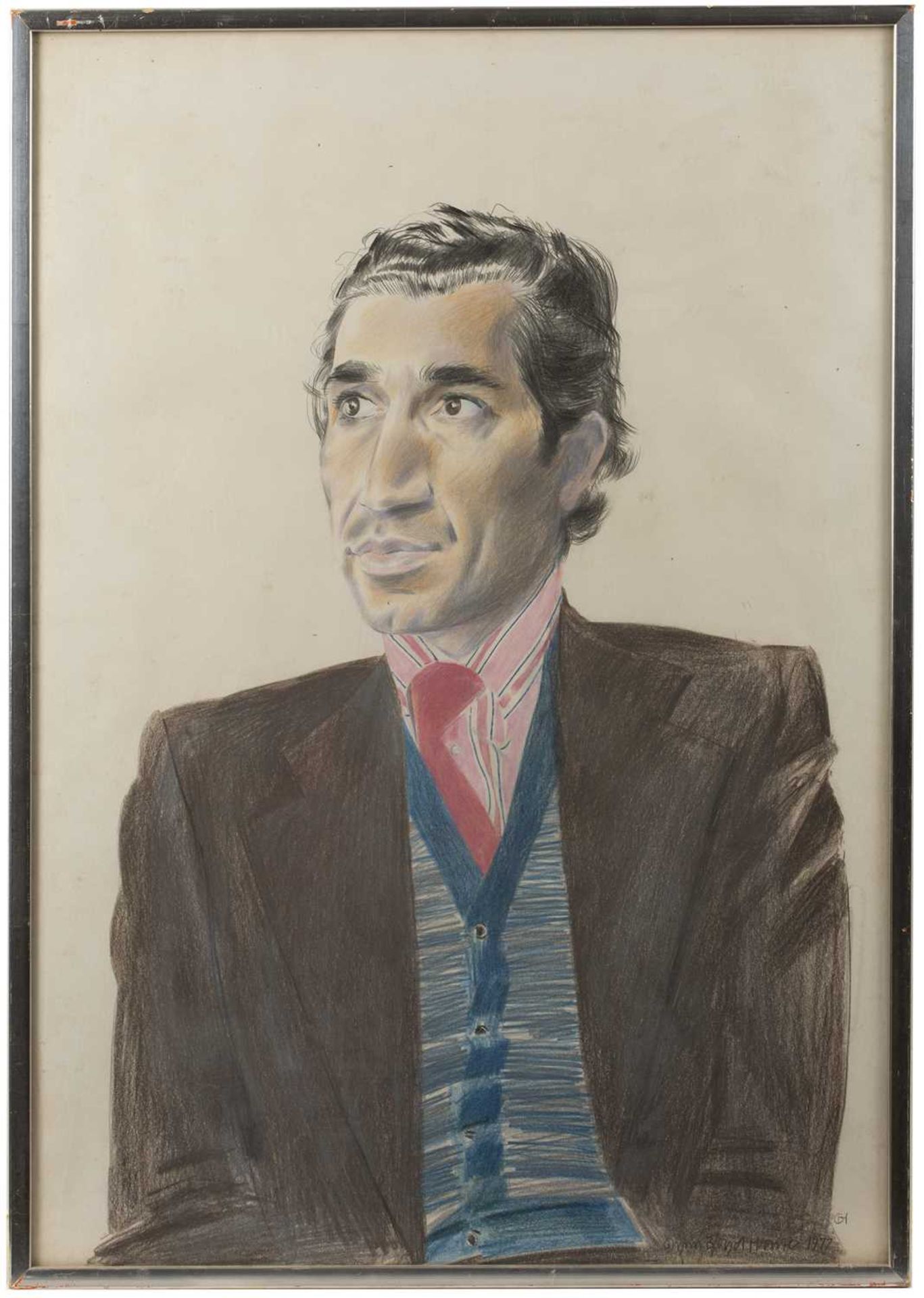 Glynn Boyd Harte (1948-2003) Portrait of a Man in a Suit, 1977 signed and dated (lower right) pastel - Image 2 of 3