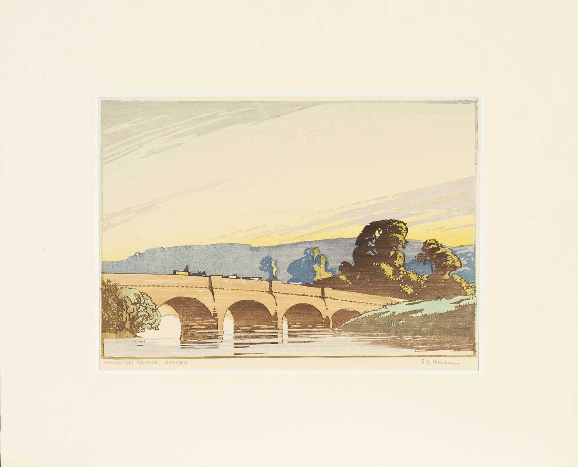 Sylvan G. Boxsius (1878-1941) Houghton Bridge, Sussex signed and titled in pencil (in the margin) - Image 2 of 3