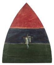 Craigie Aitchison (1926-2009) Template for Truro Cathedral Mural oil on cardboard 76 x 63.5cm.