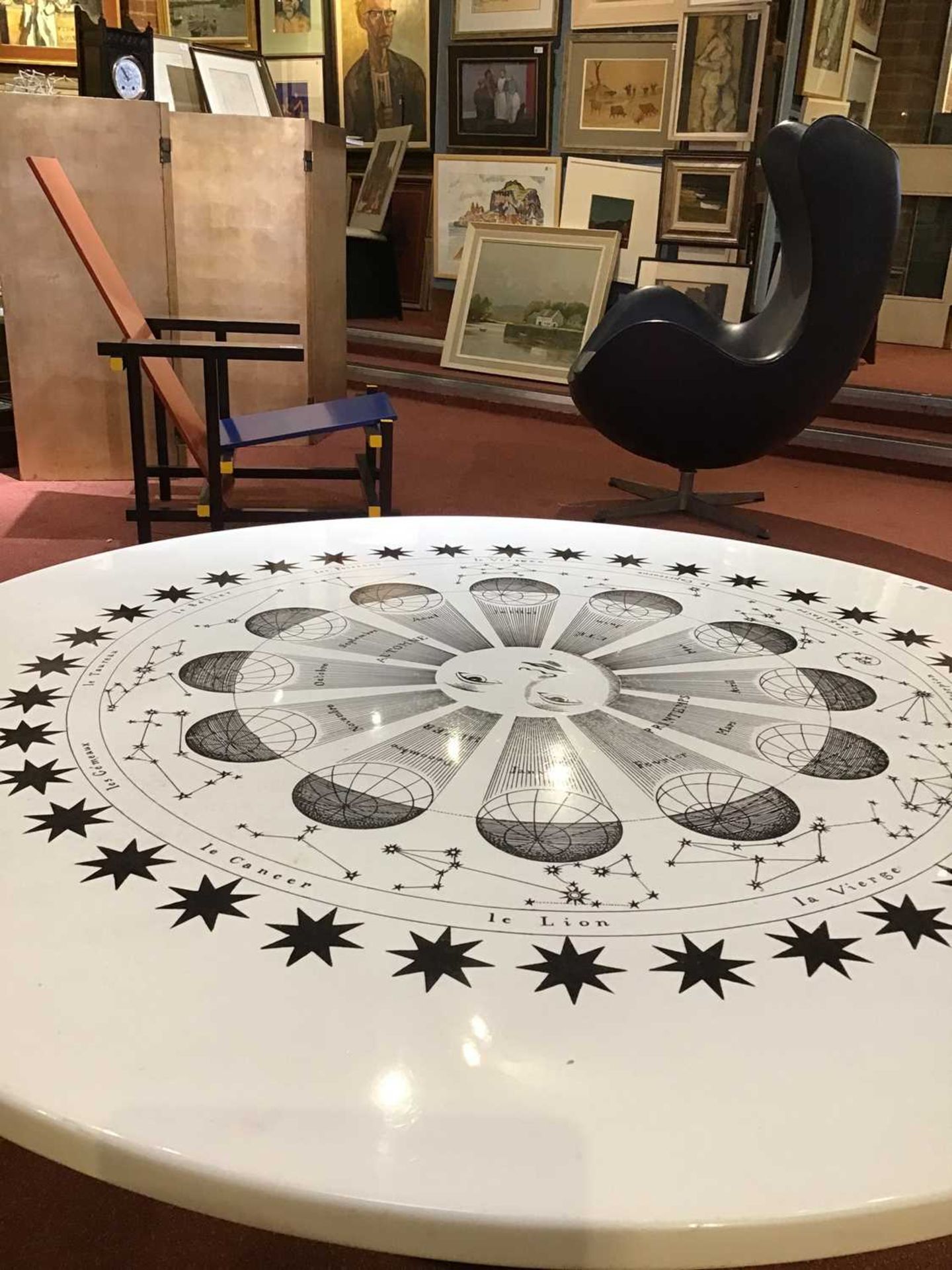 Piero Fornasetti (1913-1988) Fasi Del Sol coffee table, circa 1950 with a circular top with - Image 10 of 19