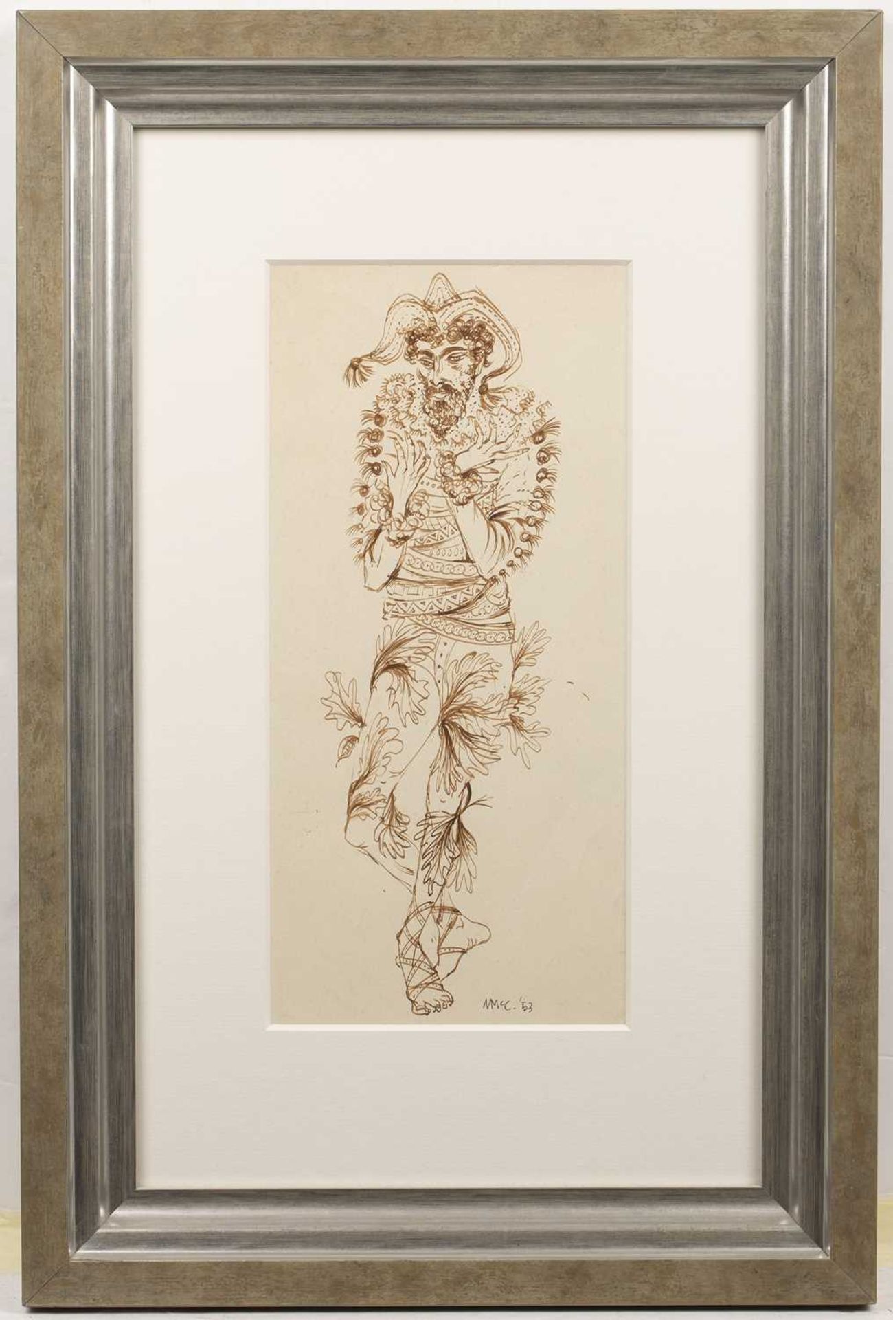 Ursula McCannell (1923-2015) The Jester, 1953 signed and dated in pencil (lower right) pen and ink - Image 2 of 3