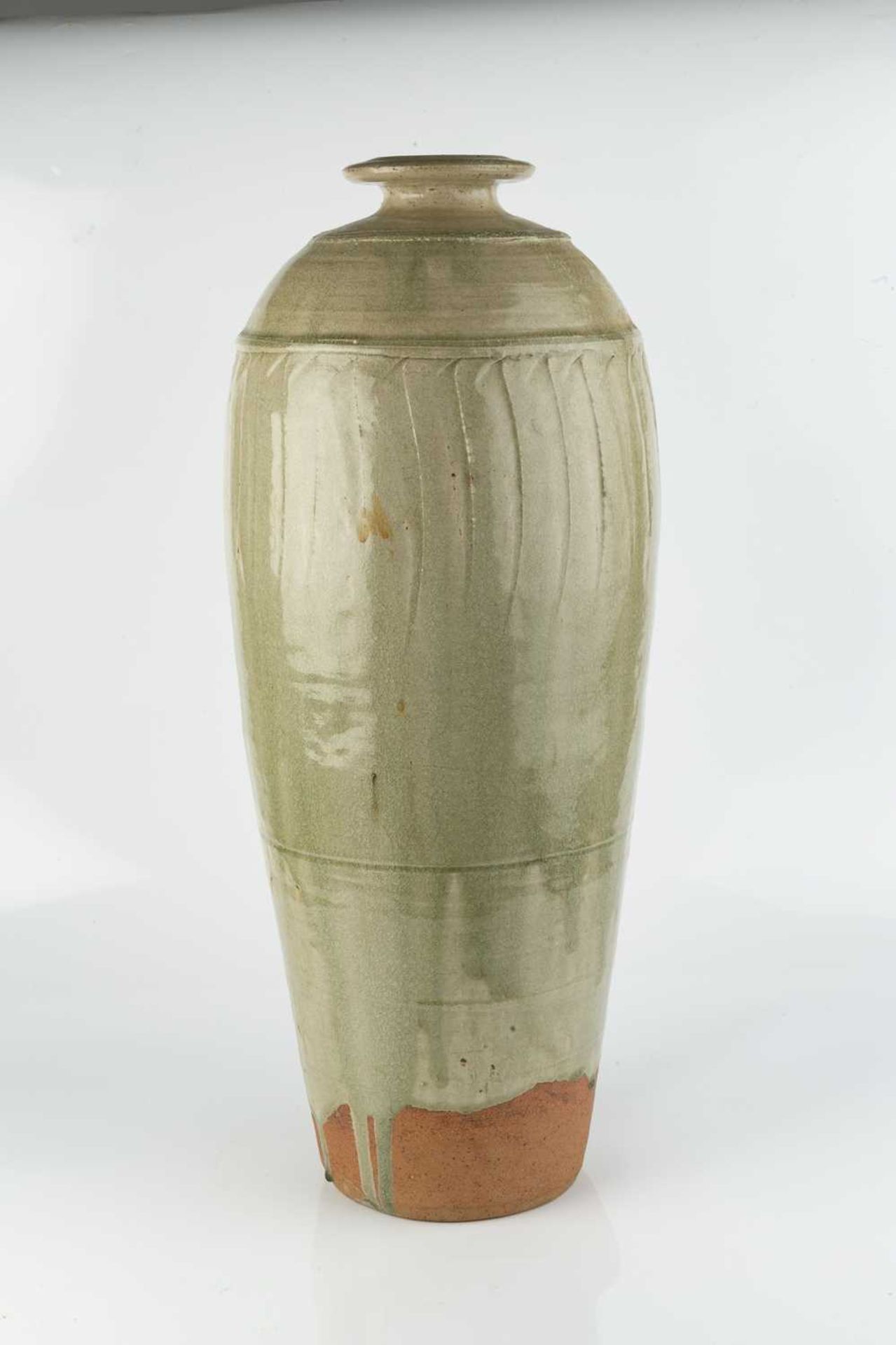 Richard Batterham (1936-2021) A large floor vase stoneware, with ash glaze and cut decoration 61cm - Image 2 of 3