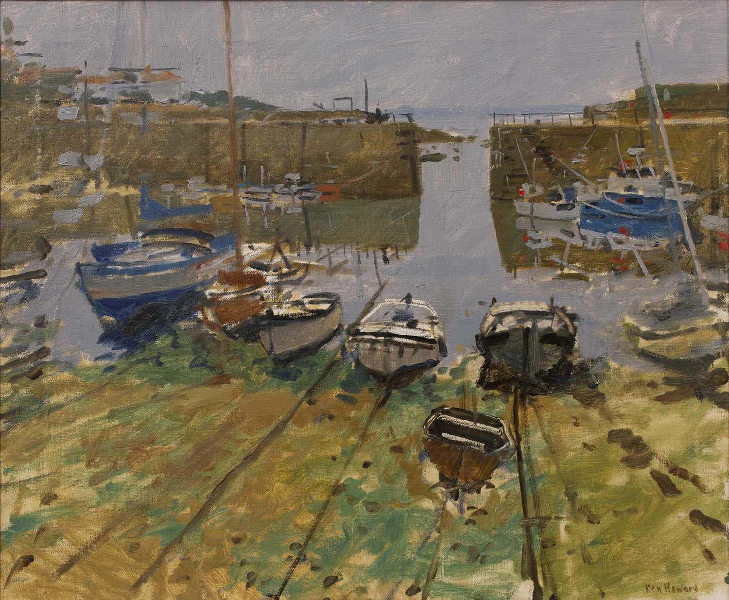 Ken Howard (1932-2022) Mousehole Harbour signed (lower right) oil on canvas 49 x 59cm. Good