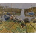 Ken Howard (1932-2022) Mousehole Harbour signed (lower right) oil on canvas 49 x 59cm. Good
