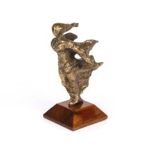 French School Art Deco style Angel bronze on a polished wooden base 28cm high.