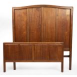 Gordon Russell (1892-1980) Double bed frame English walnut with metal side rails with original paper