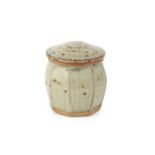 Richard Batterham (1936-2021) Jar and cover with cut sides and a light ash glaze 12cm high.