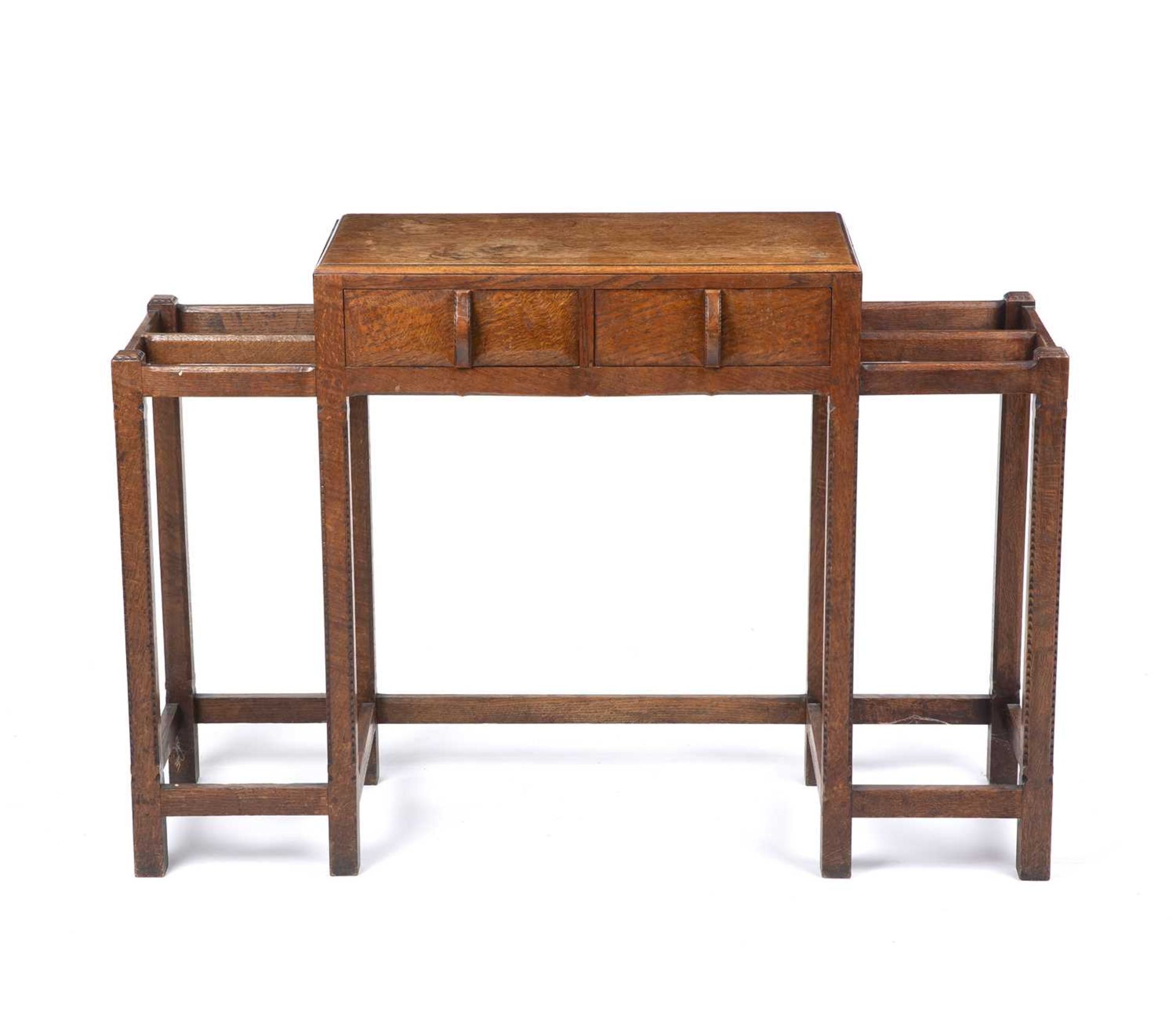 Gordon Russell (1892-1980) Hall Table oak, with two fitted drawers flanked by stick sections 73.