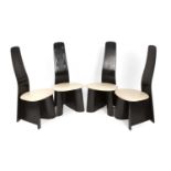 G Plan Four Seasons dining chairs, circa 1970 in black ash with upholstered seats 105cm high, 51cm