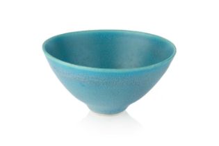 Manner of Lucie Rie (1902-1995) Bowl turquoise glaze faint indistinct impressed mark 6cm high,