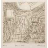 Leon Kosoff (1926-2019) The Booking Hall, 1982 52/100, signed, titled, dated, and numbered in pencil