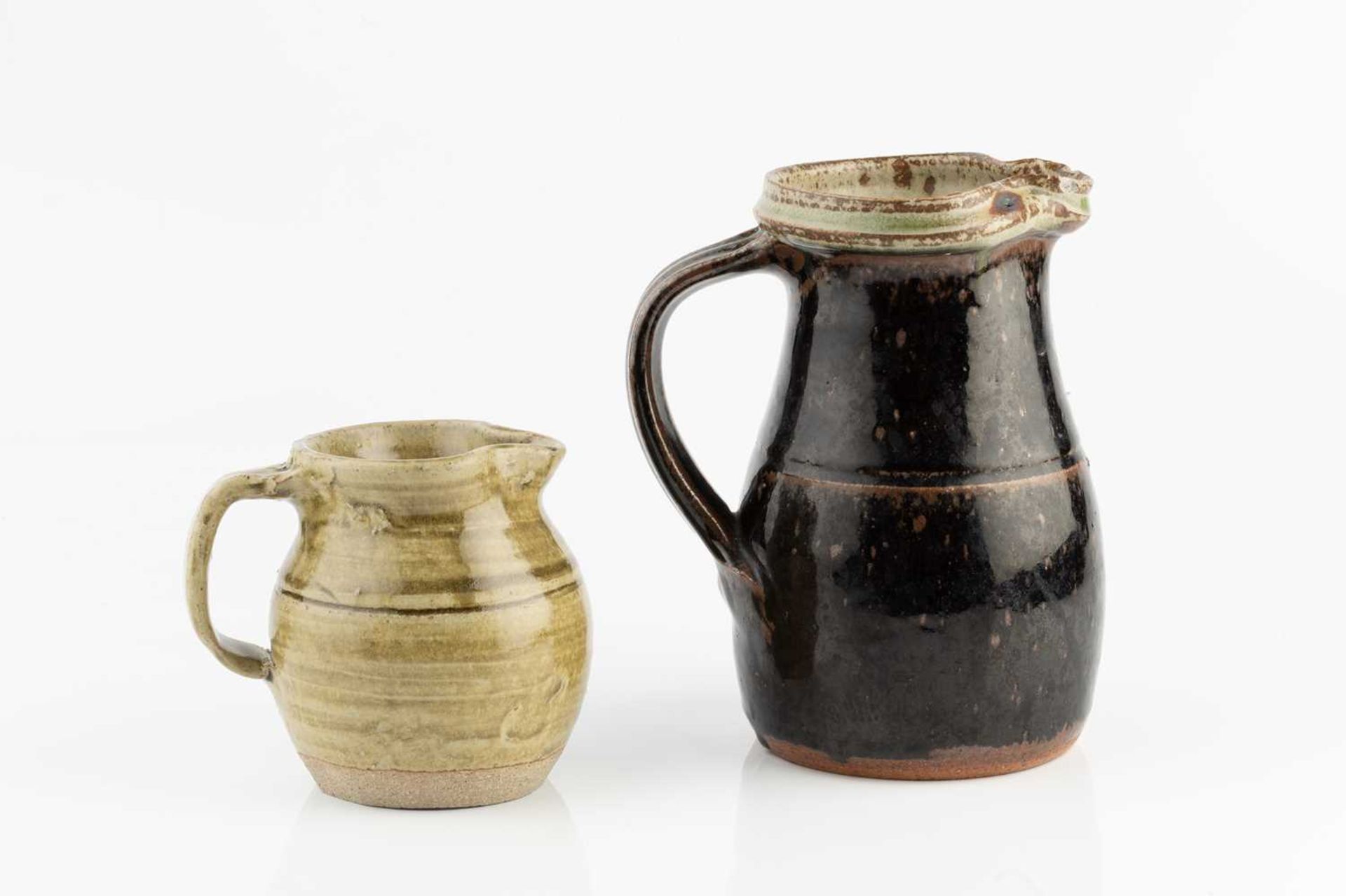 Richard Batterham (1936-2021) Jug tenmoku 18cm high; and an early Richard Batterham jug, 11cm - Image 2 of 2