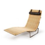 Poul Kjaerholm (1929-1980) for Fritz Hansen PK24 lounge chair the wicker seat with metal frame and