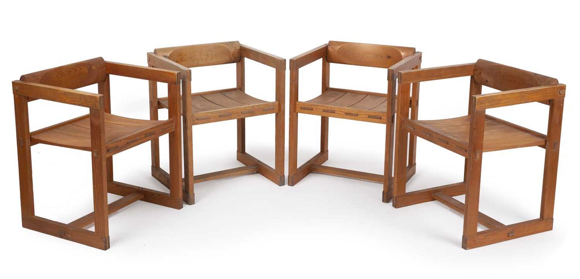 Edvin Helseth (1925-2017) Four Trybo chairs, circa 1960 pine with pegged joints 65cm high, 53cm wide - Image 3 of 6