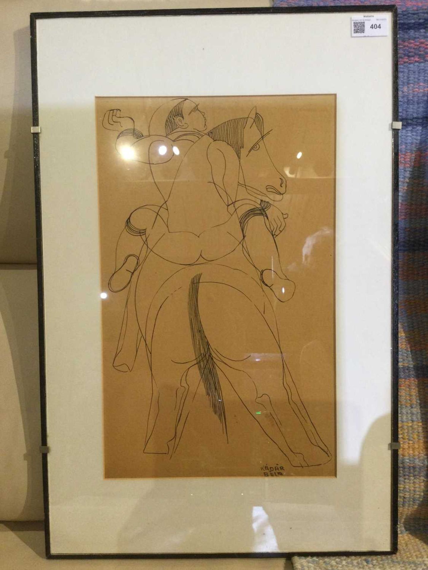 Bela Kadar (1877-1955) Horse and Rider signed (lower right) pen and ink 41 x 24cm. Top rim has - Image 3 of 7