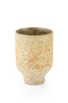 Chris Carter (b.1945) Footed vessel stoneware with textured glaze impressed potter's seal 13m high.